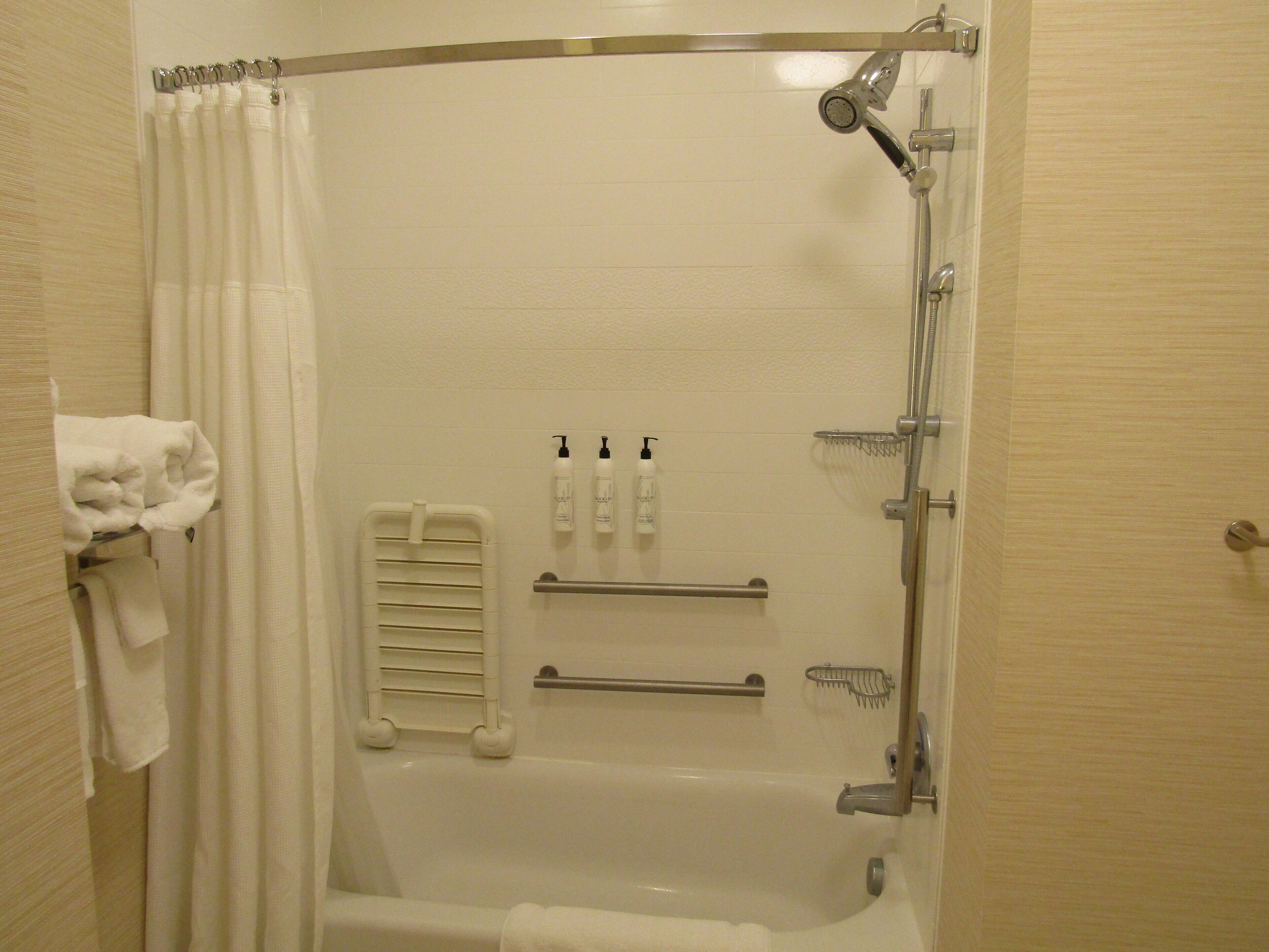 room, 2 queen beds, non smoking (mobility/hearing accessible, tub) | bathroom | shower, free toiletries, hair dryer, towels