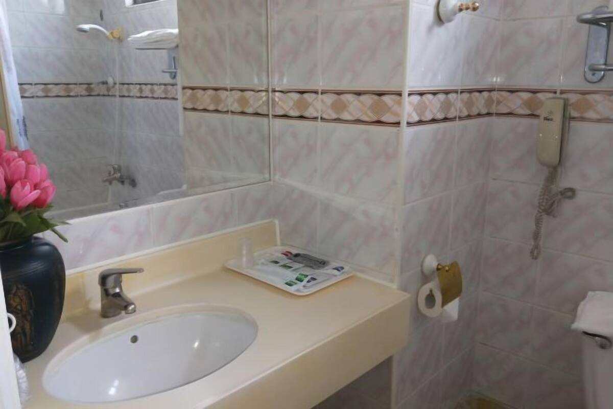 Bathroom | Combined shower/tub, free toiletries, hair dryer, slippers
