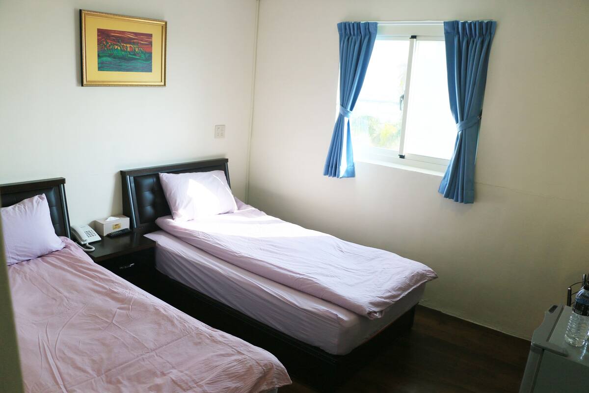 Habitación estándar con 2 camas individuales, vista al mar | 1 habitación, ropa de cama de alta calidad y escritorio