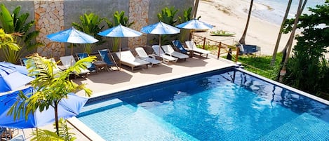 Outdoor pool, sun loungers