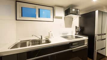 Japanese Style Townhouse | Private kitchen | Fridge, microwave, stovetop, espresso maker