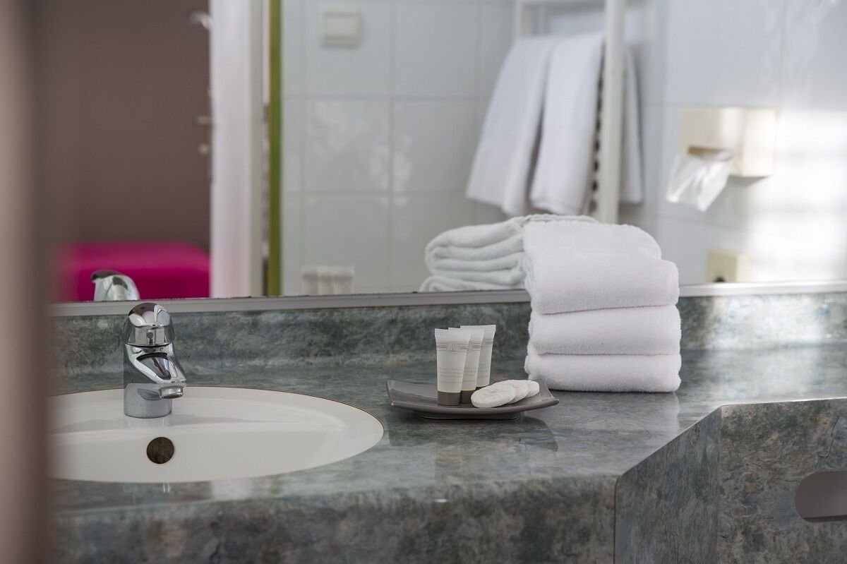 free toiletries, hair dryer, towels, soap