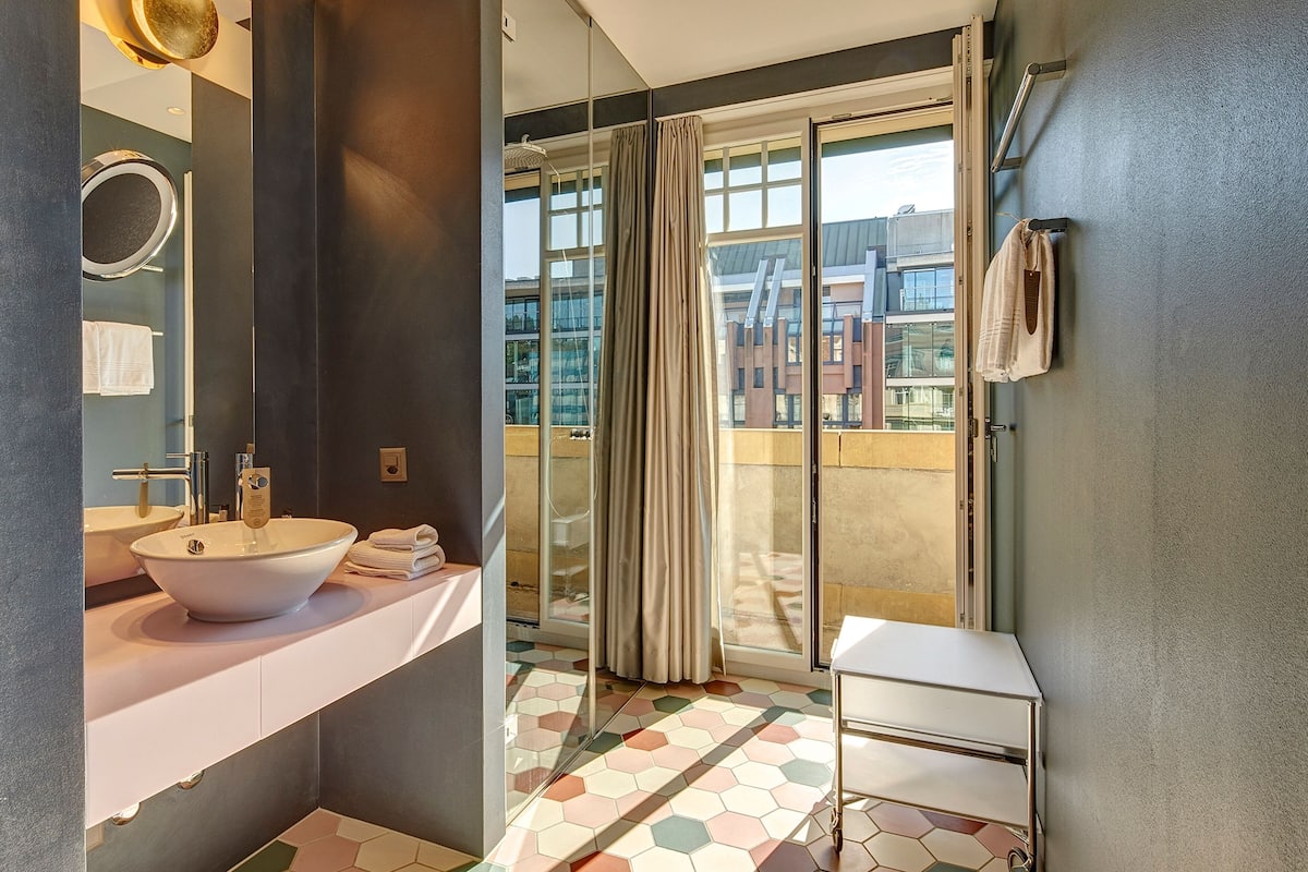 superior double or twin room | bathroom | shower, hair dryer, towels, soap