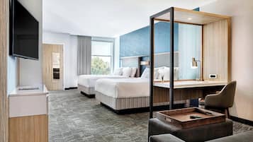 Ropa de cama de alta calidad, escritorio, cortinas opacas
