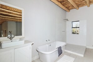 Luxury Suite | Bathroom | Separate tub and shower, free toiletries, hair dryer, towels