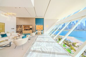 Suite, 2 chambres, vue sur la mer (Skyline) | Draps en coton égyptien, literie de qualité, couette en duvet