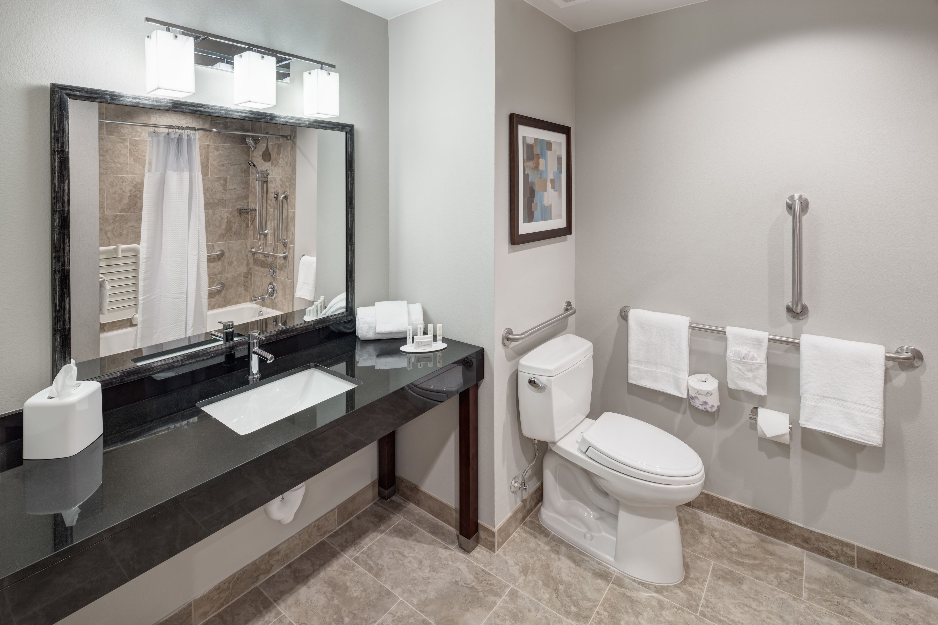 free toiletries, hair dryer, towels, soap