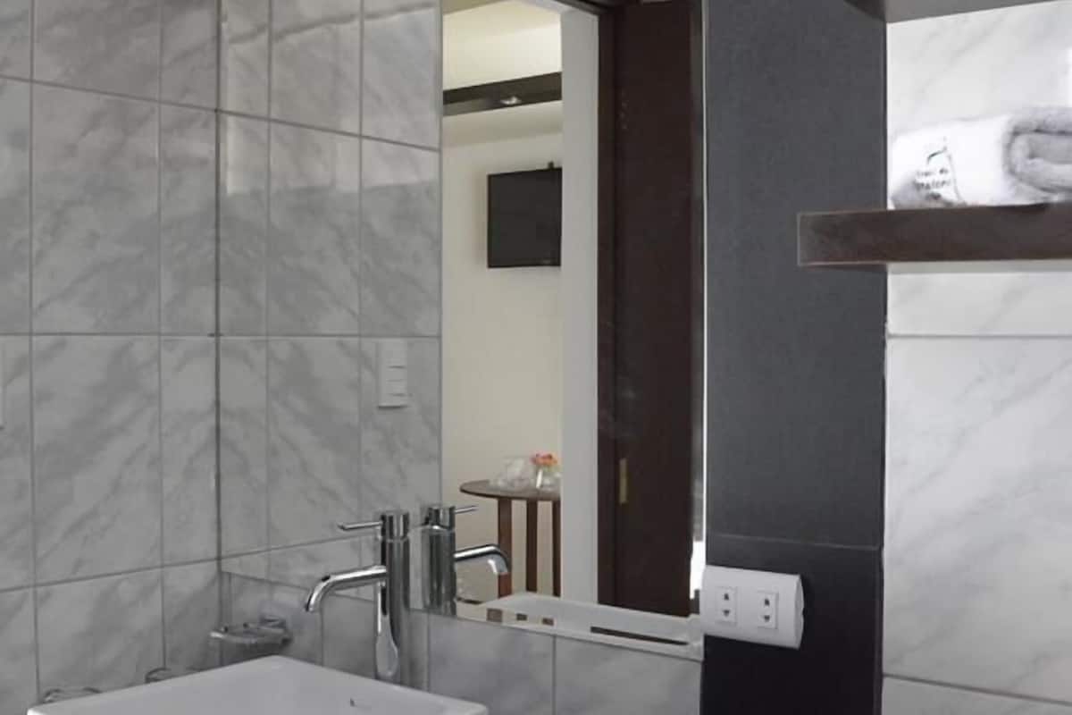 standard double room, 2 single beds | bathroom sink