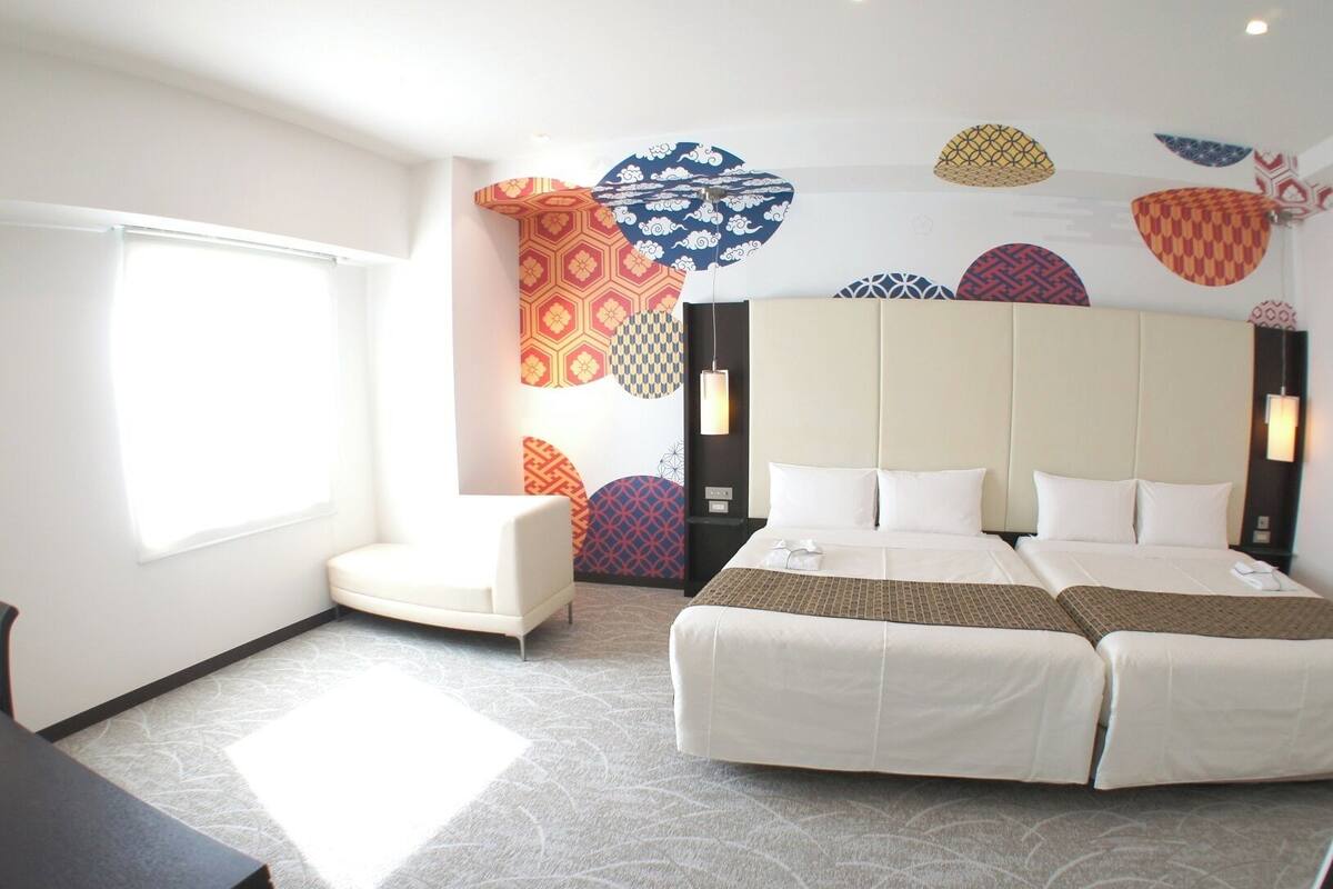Desk, blackout drapes, iron/ironing board (on request), WiFi (free)