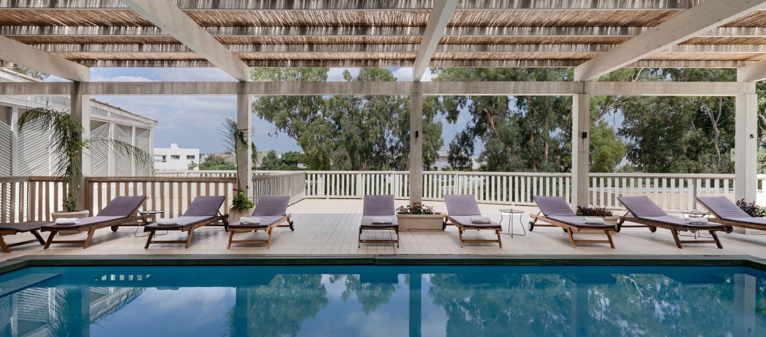 Indoor pool, outdoor pool, pool loungers
