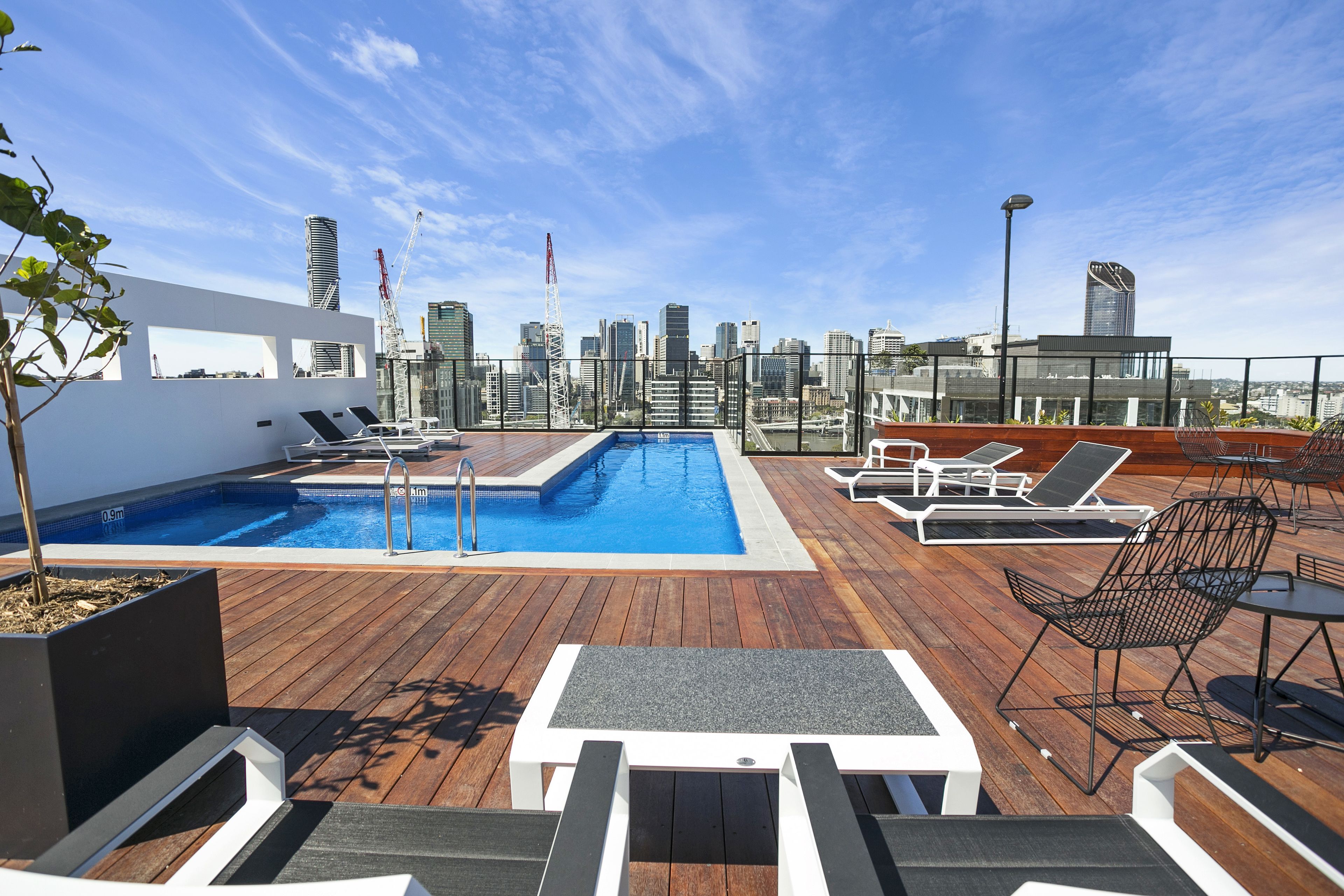 Outdoor pool, sun loungers