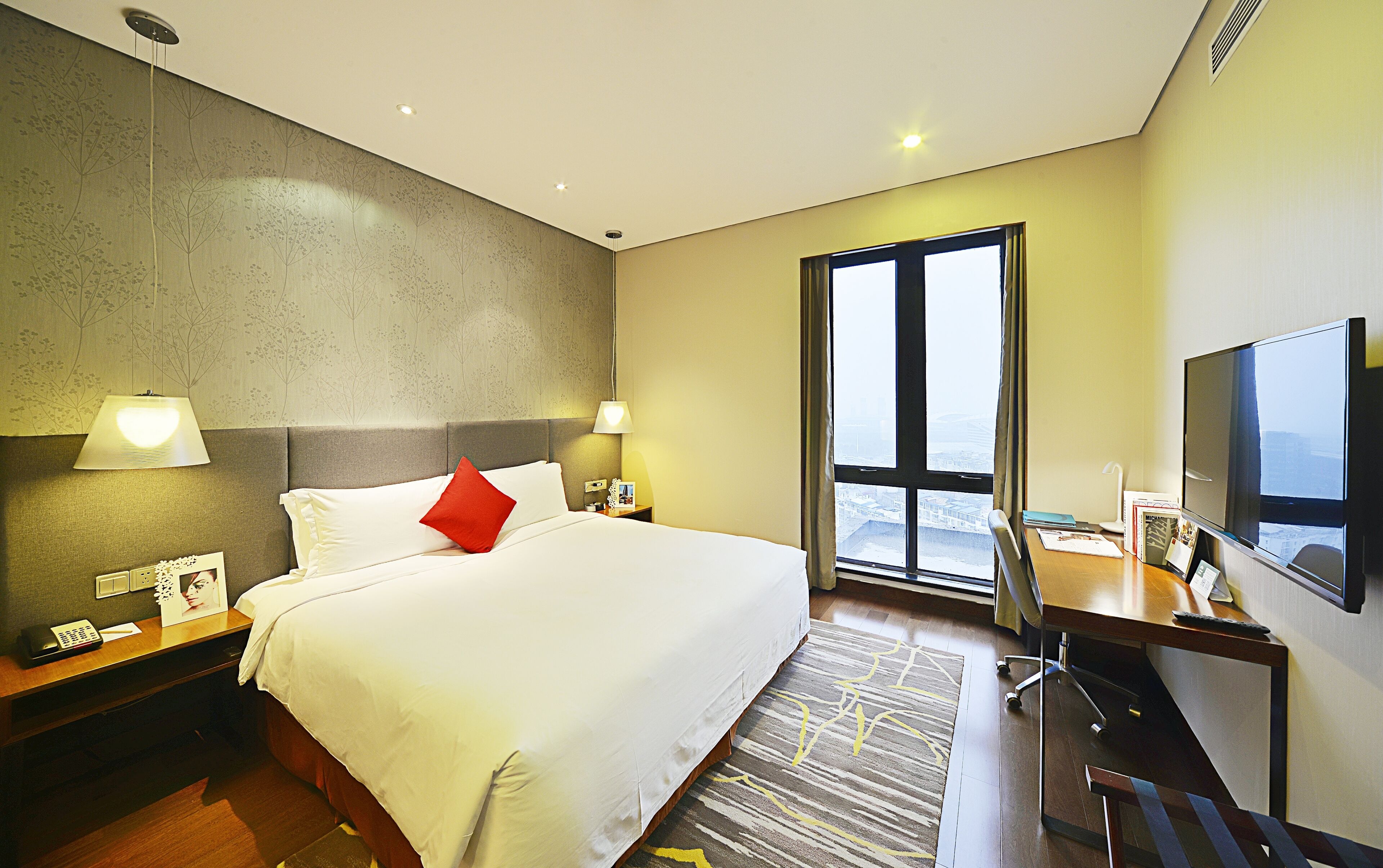 In-room safe, desk, laptop workspace, blackout curtains