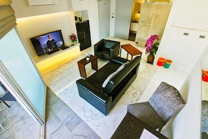 Apartment, Bergblick, Executive-Etage | Wohnzimmer