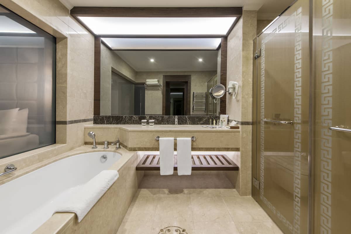 bathrobes, slippers, towels