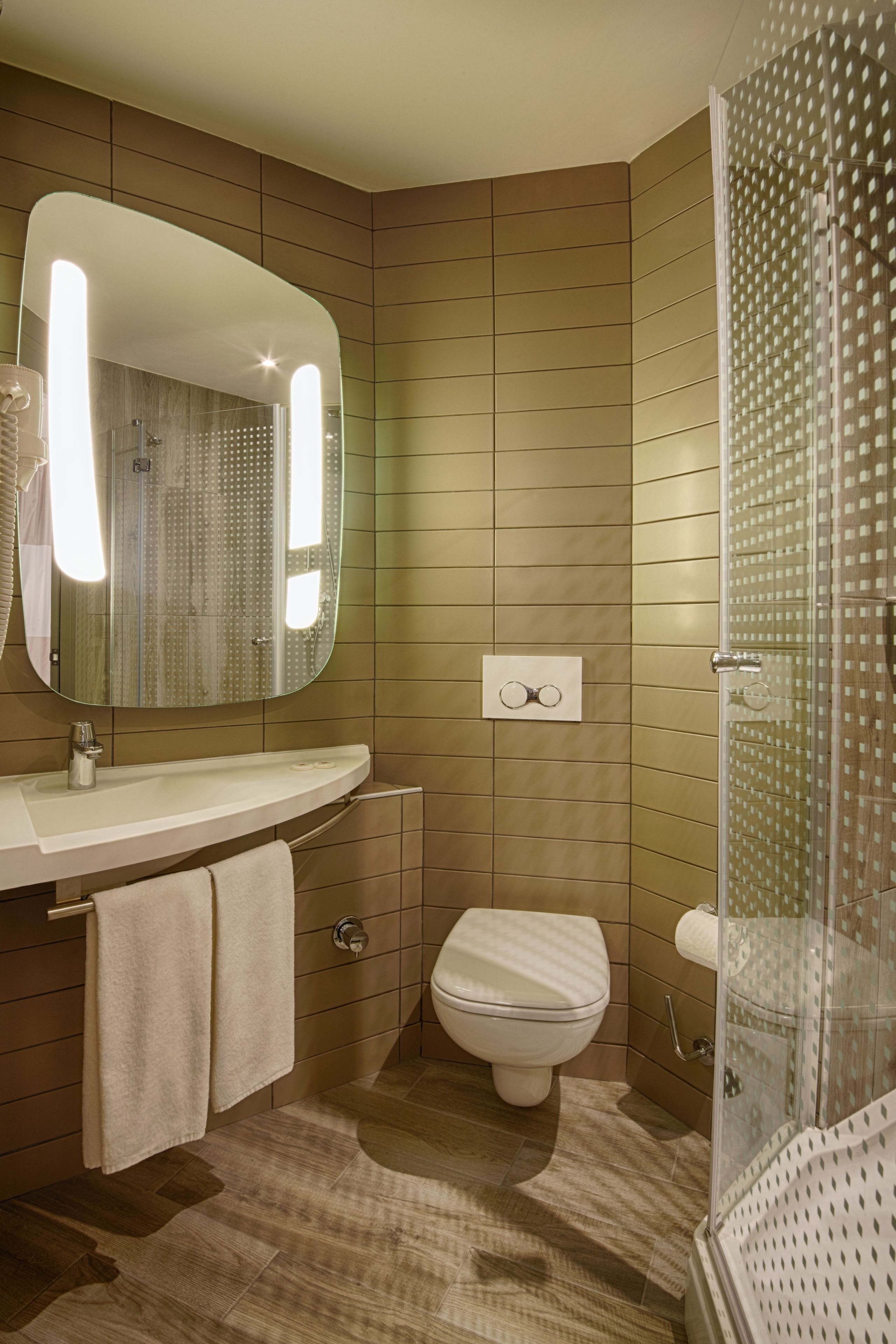 shower, eco-friendly toiletries, hair dryer, towels