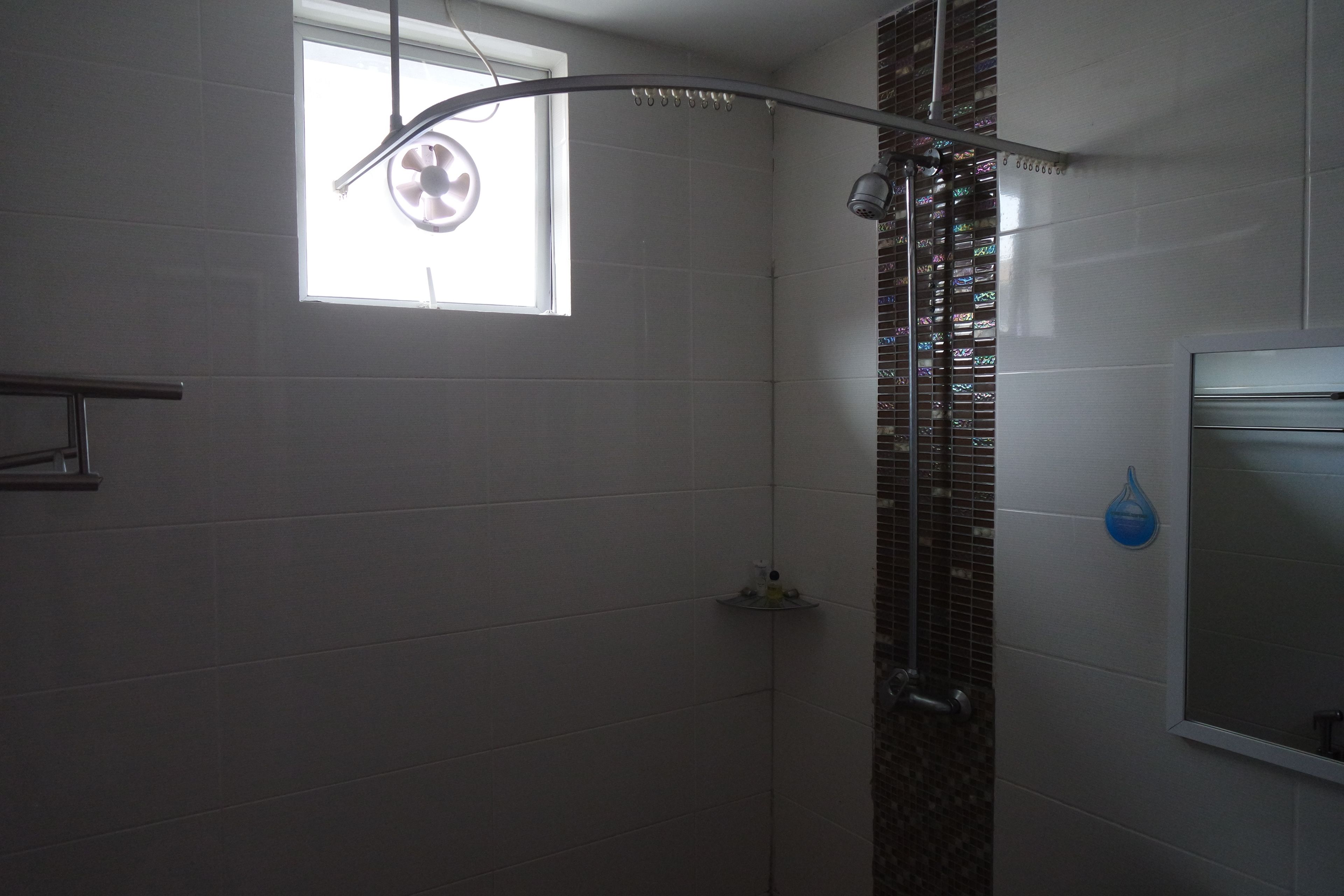 family room | bathroom | shower, free toiletries, hair dryer, towels