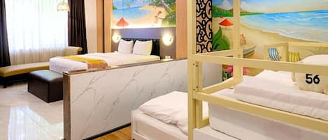 Family Double Room, Multiple Beds | 2 bedrooms, desk, laptop workspace, blackout curtains