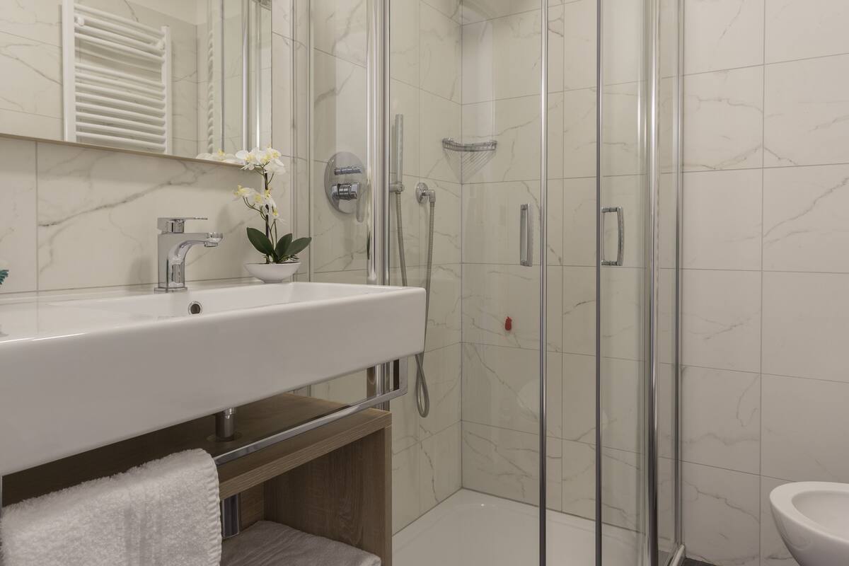 double room, 1 double bed | bathroom | shower, rainfall showerhead, free toiletries, hair dryer