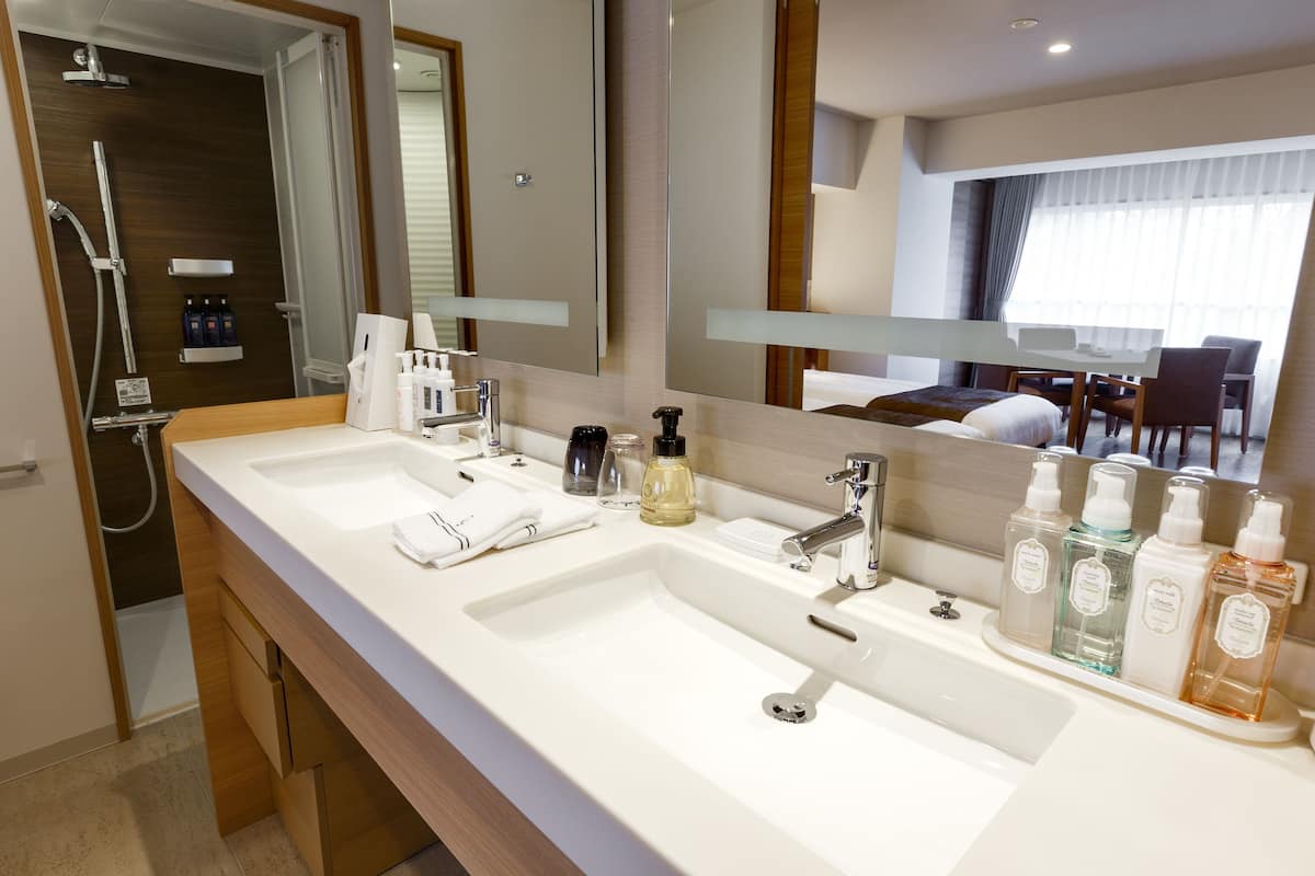 free toiletries, hair dryer, slippers, bidet