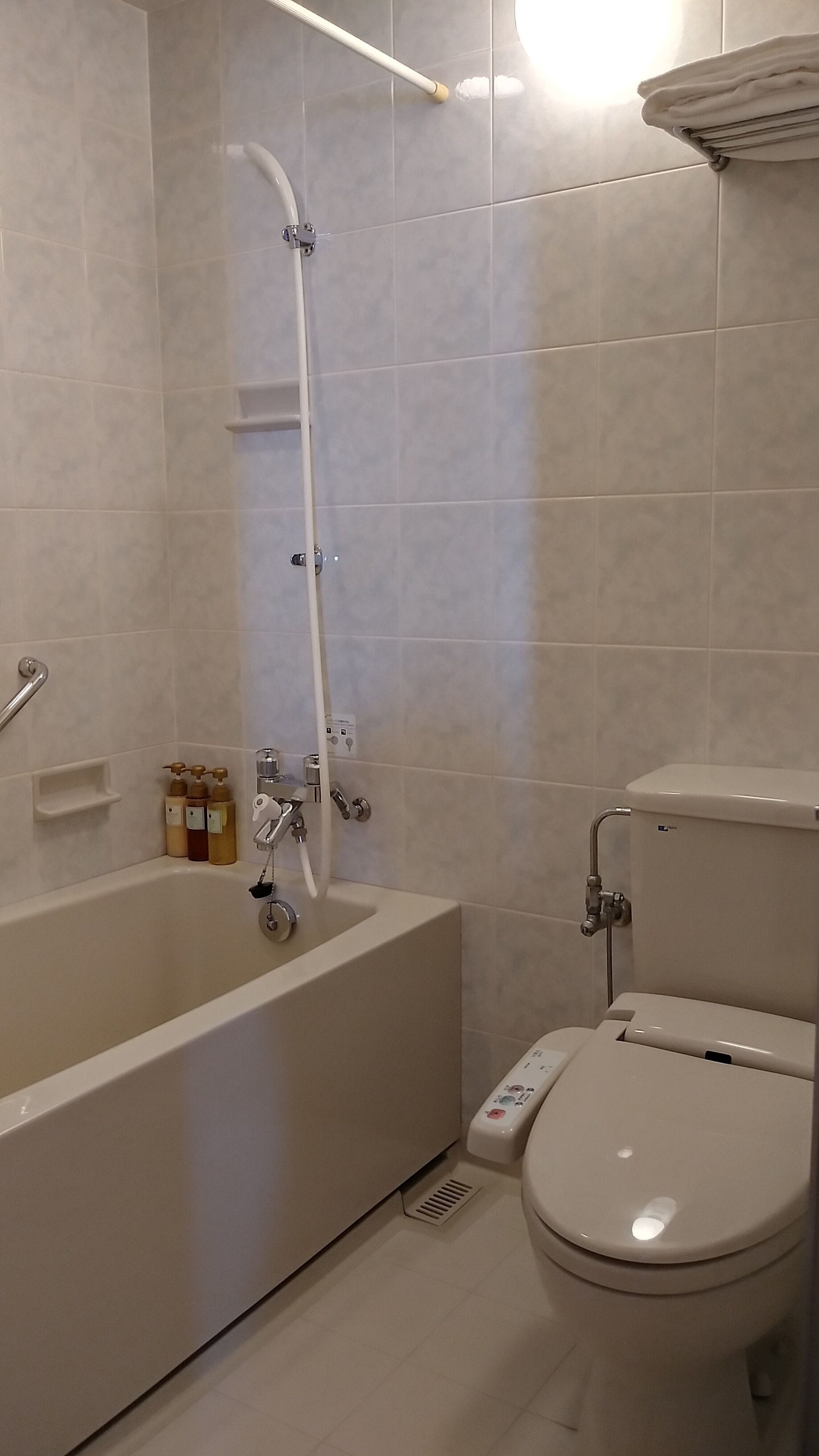 combined shower/bathtub, free toiletries, hair dryer, electronic bidet