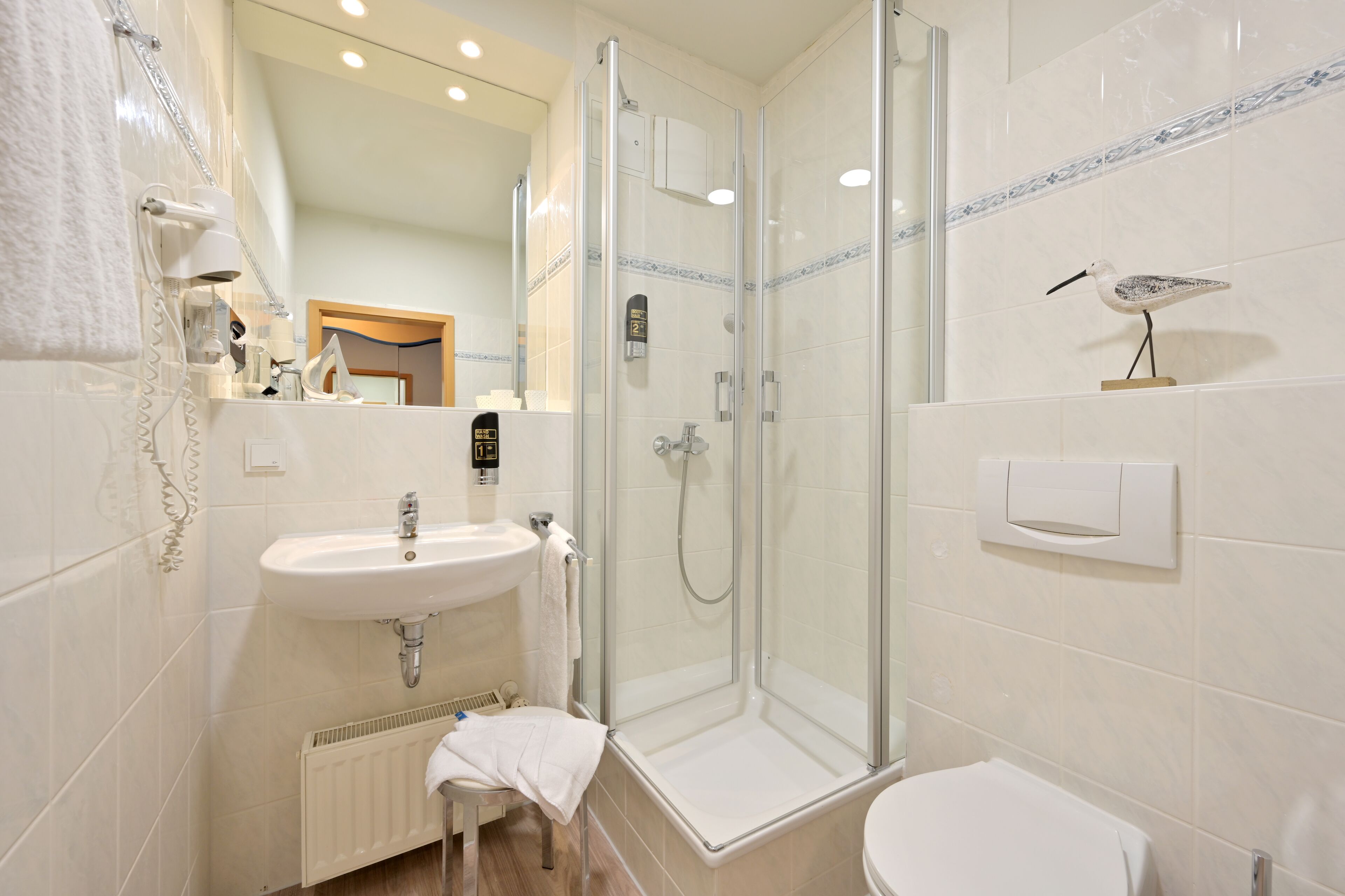 double or twin room | bathroom | shower, free toiletries, hair dryer, towels
