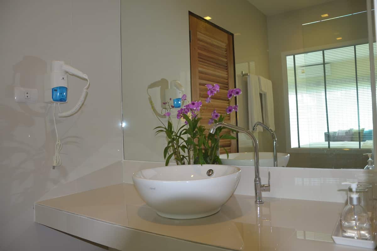 shower, free toiletries, hair dryer, slippers