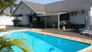 Outdoor pool, pool loungers