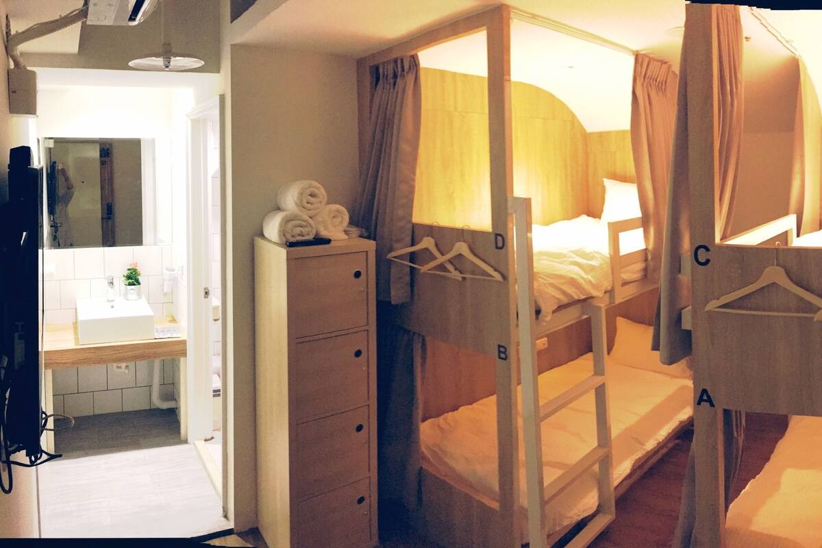Basic Quadruple Room, 1 Bedroom, Private Bathroom, Girls Only | Premium bedding, down comforters, blackout drapes, WiFi (free)