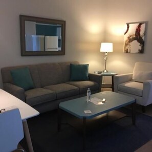 48-inch flat-screen TV with satellite channels, TV