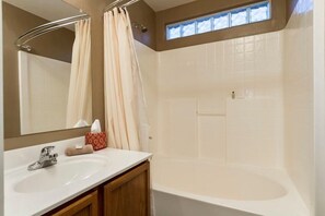 Condo, 2 Bedrooms | Bathroom | Combined shower/tub, hair dryer, towels