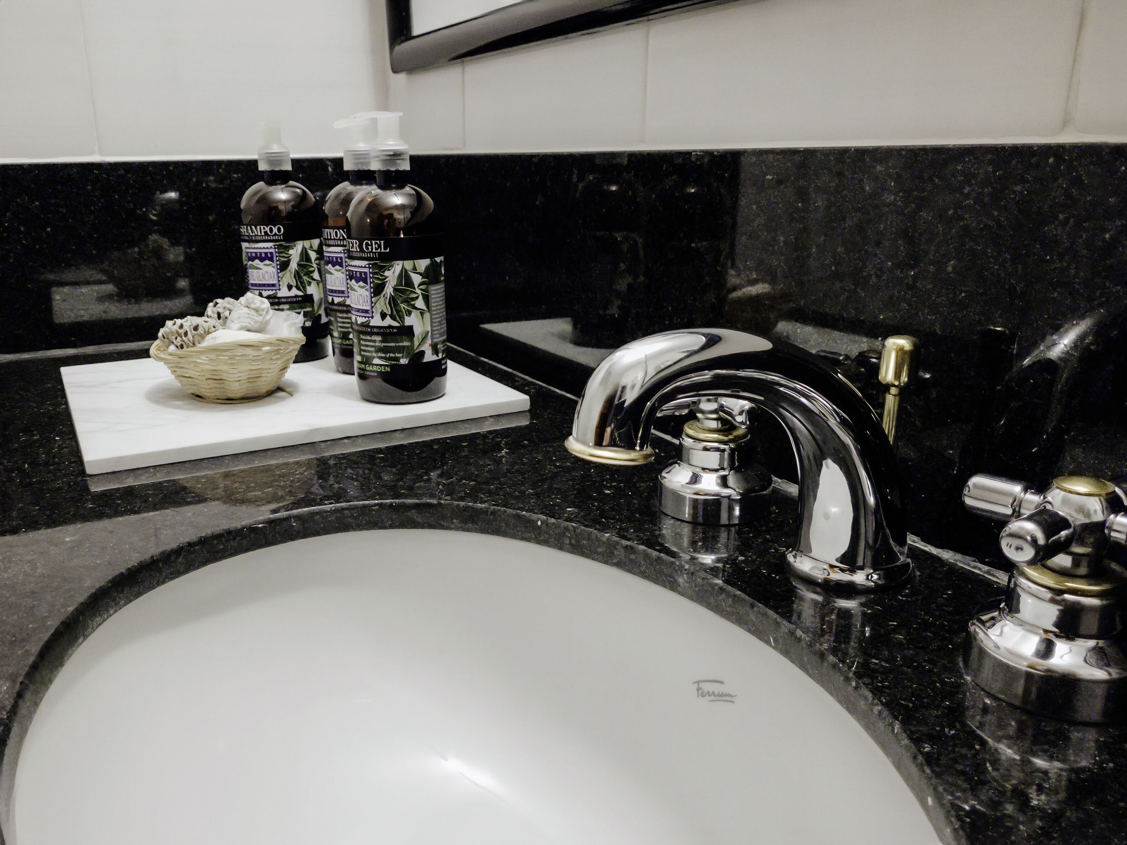 combined shower/bathtub, free toiletries, hair dryer, bidet