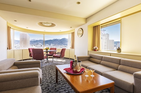 Junior Suite | In-room safe, iron/ironing board, free WiFi, bed sheets. Yamagata Grand Hotel