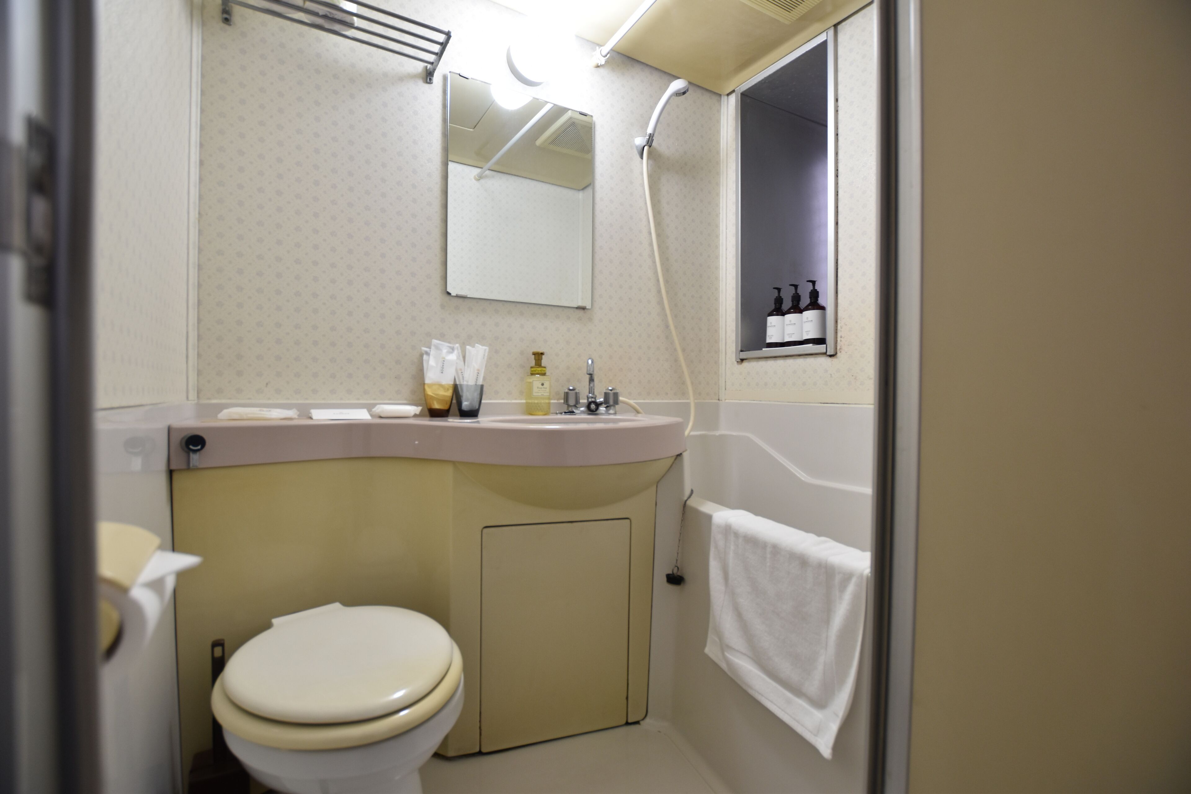 combined shower/bathtub, hair dryer, slippers, towels