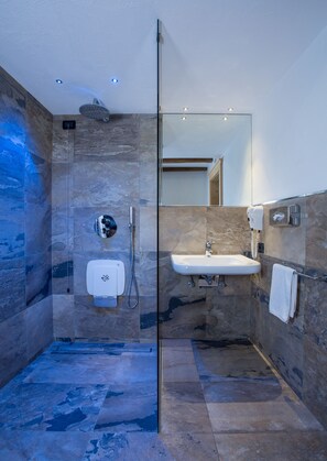 Regadera, secadora de cabello, bidet, toallas 