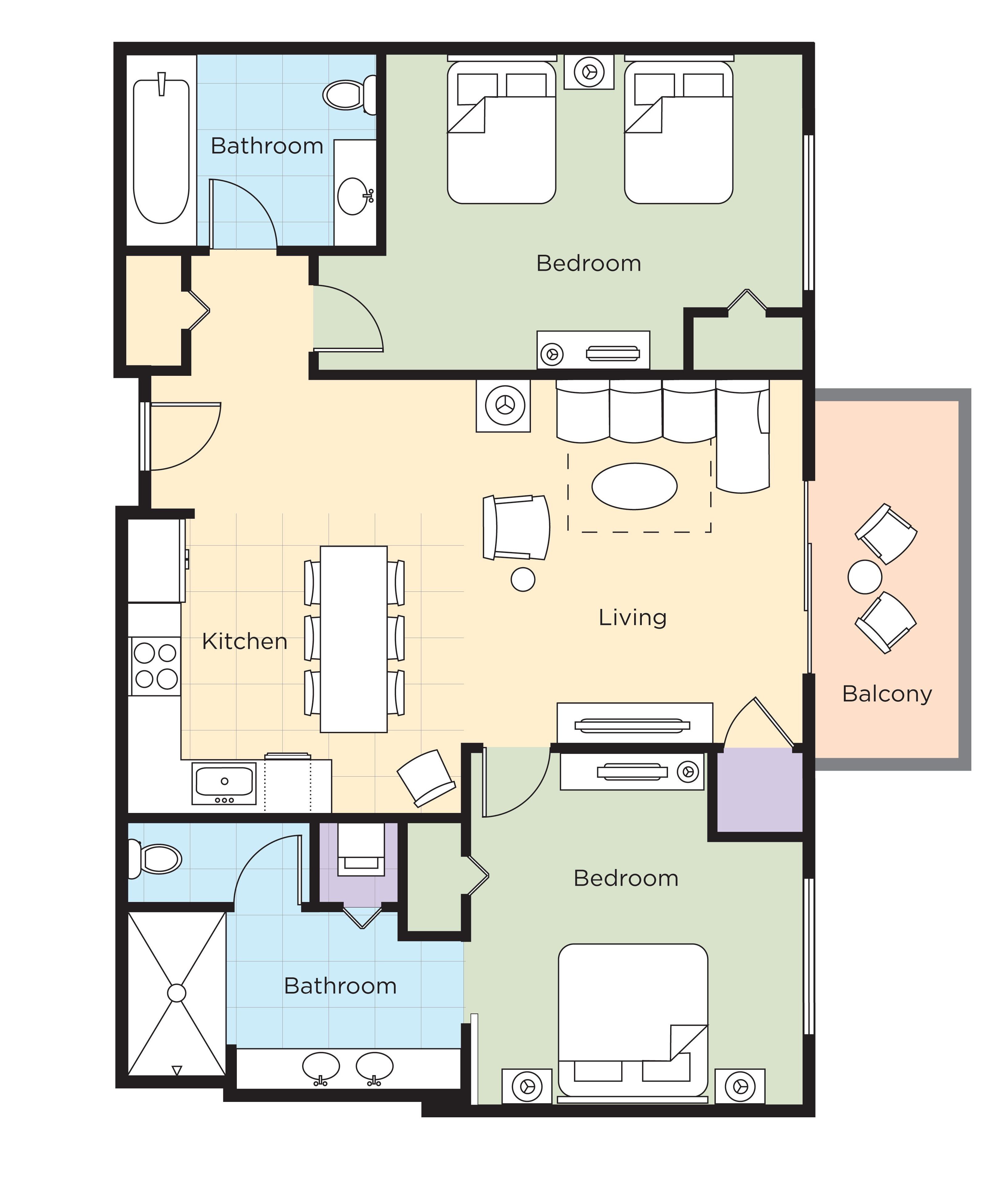 basic suite, 2 bedrooms | floor plan