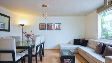 30-inch flat-screen TV with cable channels, TV