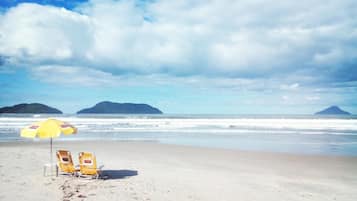 Beach nearby, sun loungers, beach umbrellas