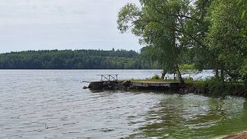 Privat strand i nÀrheten, solstolar och kajakpaddling