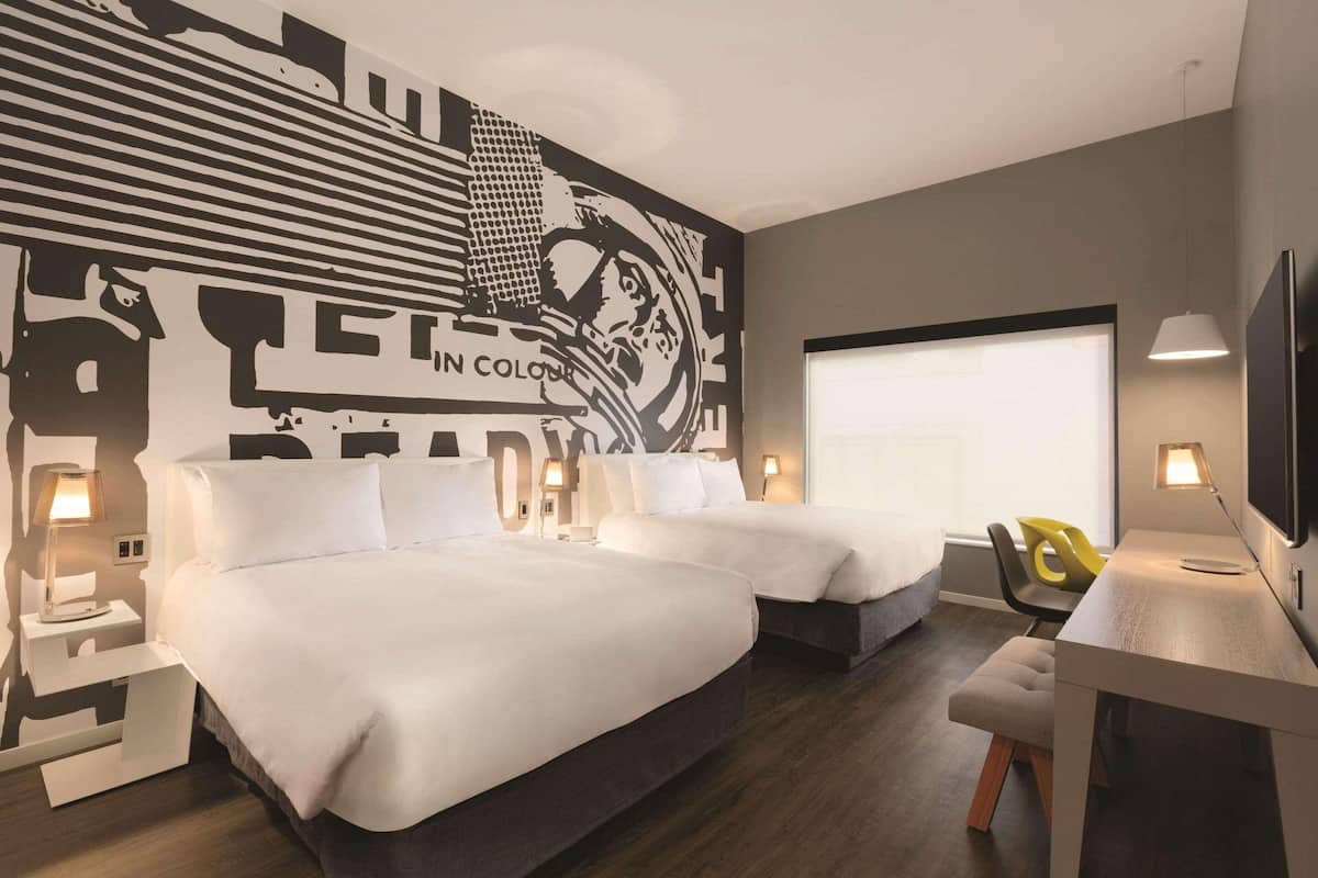 In-room safe, desk, laptop workspace, blackout curtains