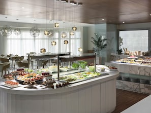 Breakfast, lunch, dinner served; international cuisine