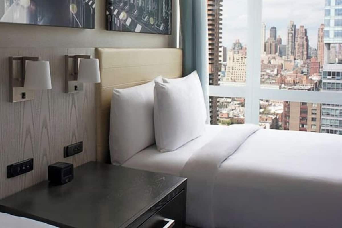 In-room safe, desk, laptop workspace, blackout curtains