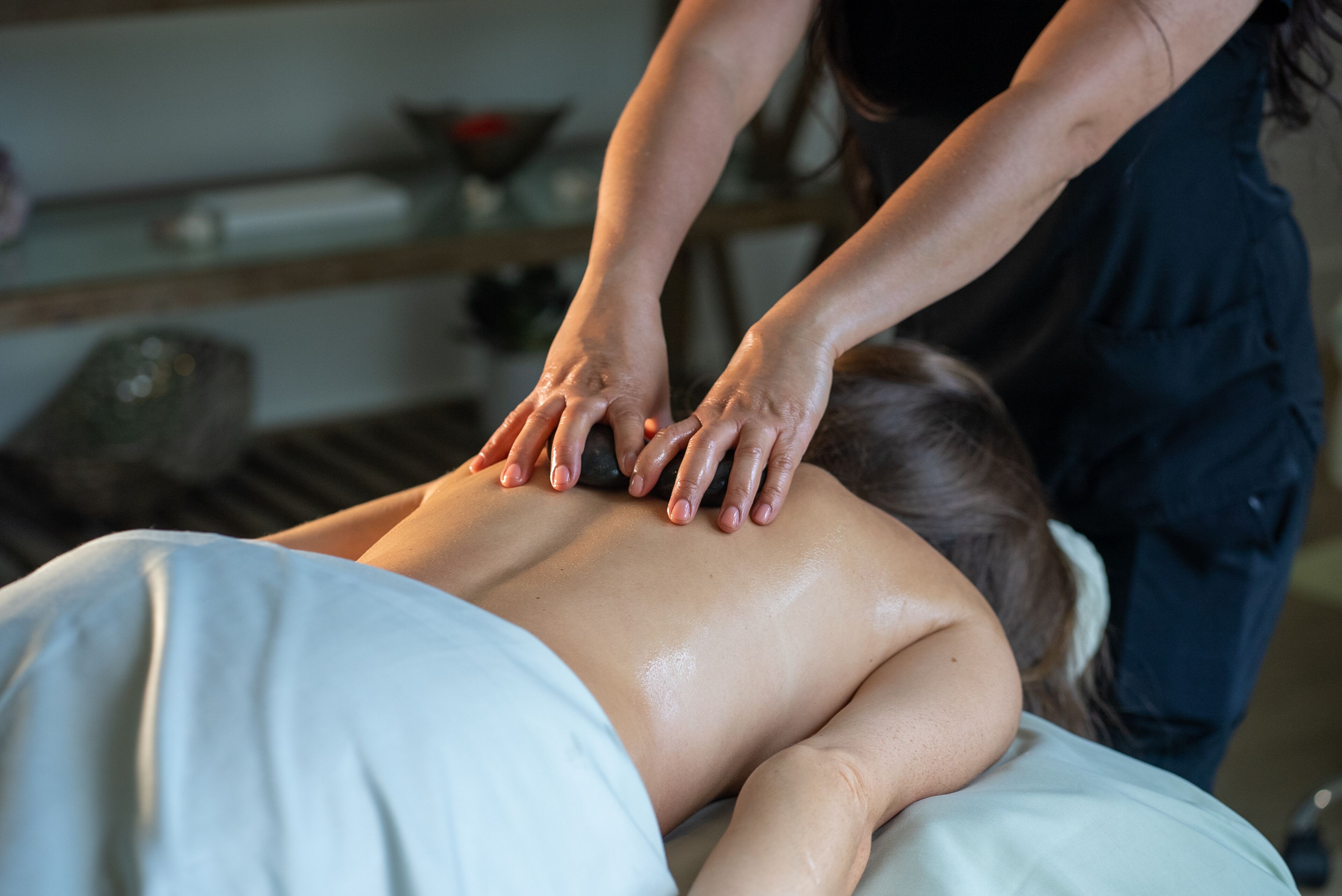 A massage therapy session in progress.
