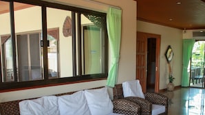3 Bedrooms House, Private Pool | Living area | Flat-screen TV, DVD player - Ban Kitty Pool Villa Cha Am (Cha-am)