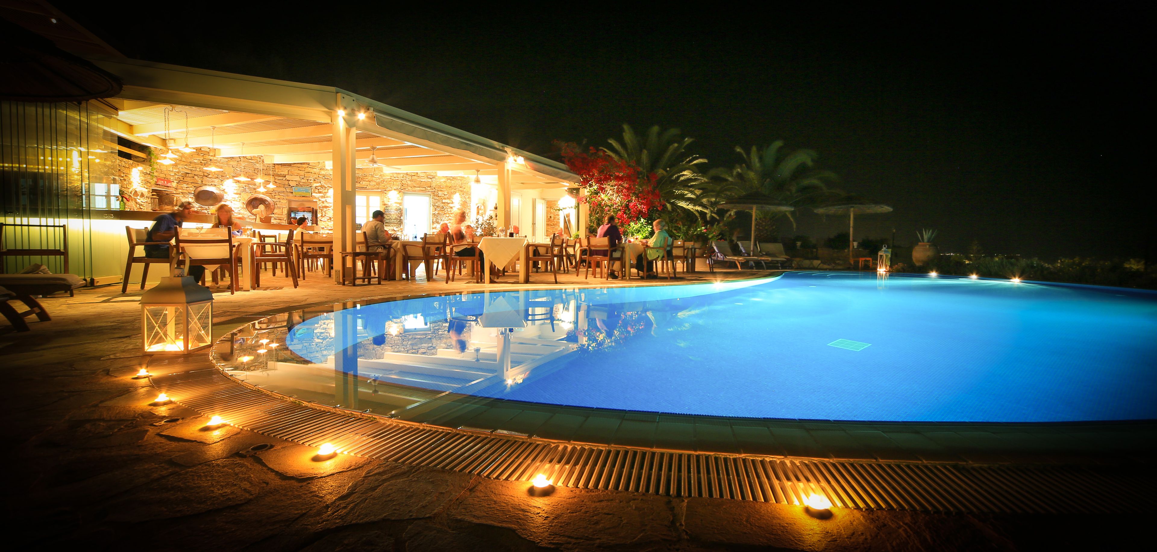 Breakfast, lunch, dinner served; Mediterranean cuisine, pool views 