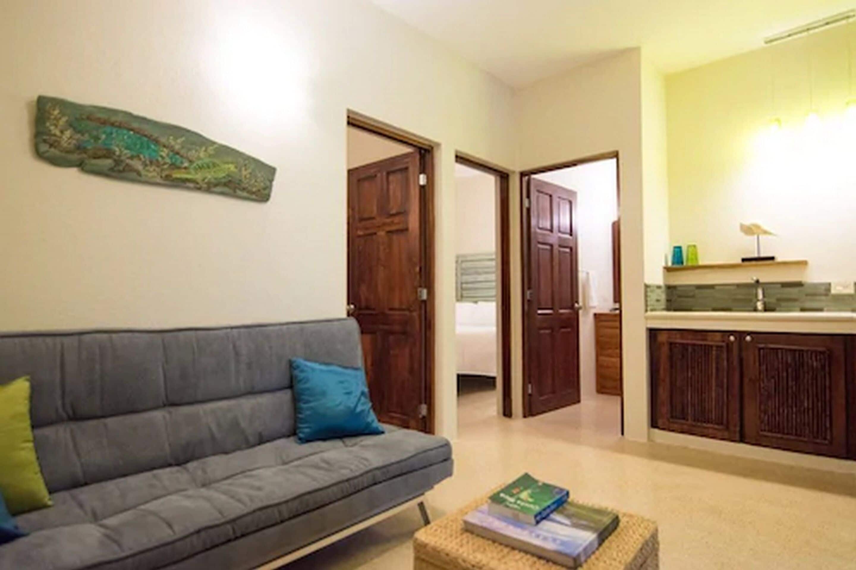 two bedroom poolside apartment | living area | 36-inch flat-screen tv with cable channels, tv