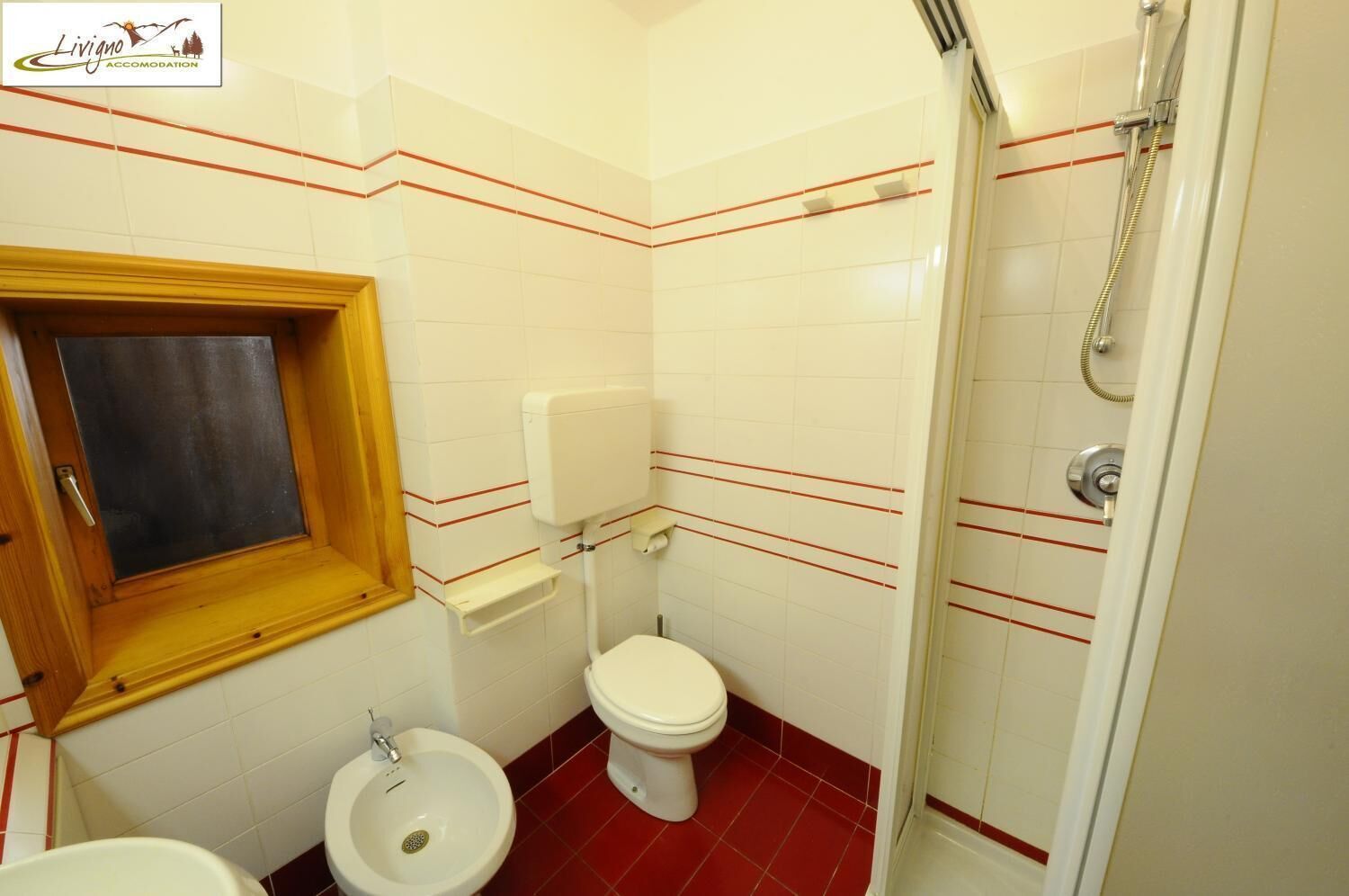 Une petite salle de bain avec des toilettes, un lavabo et une douche.