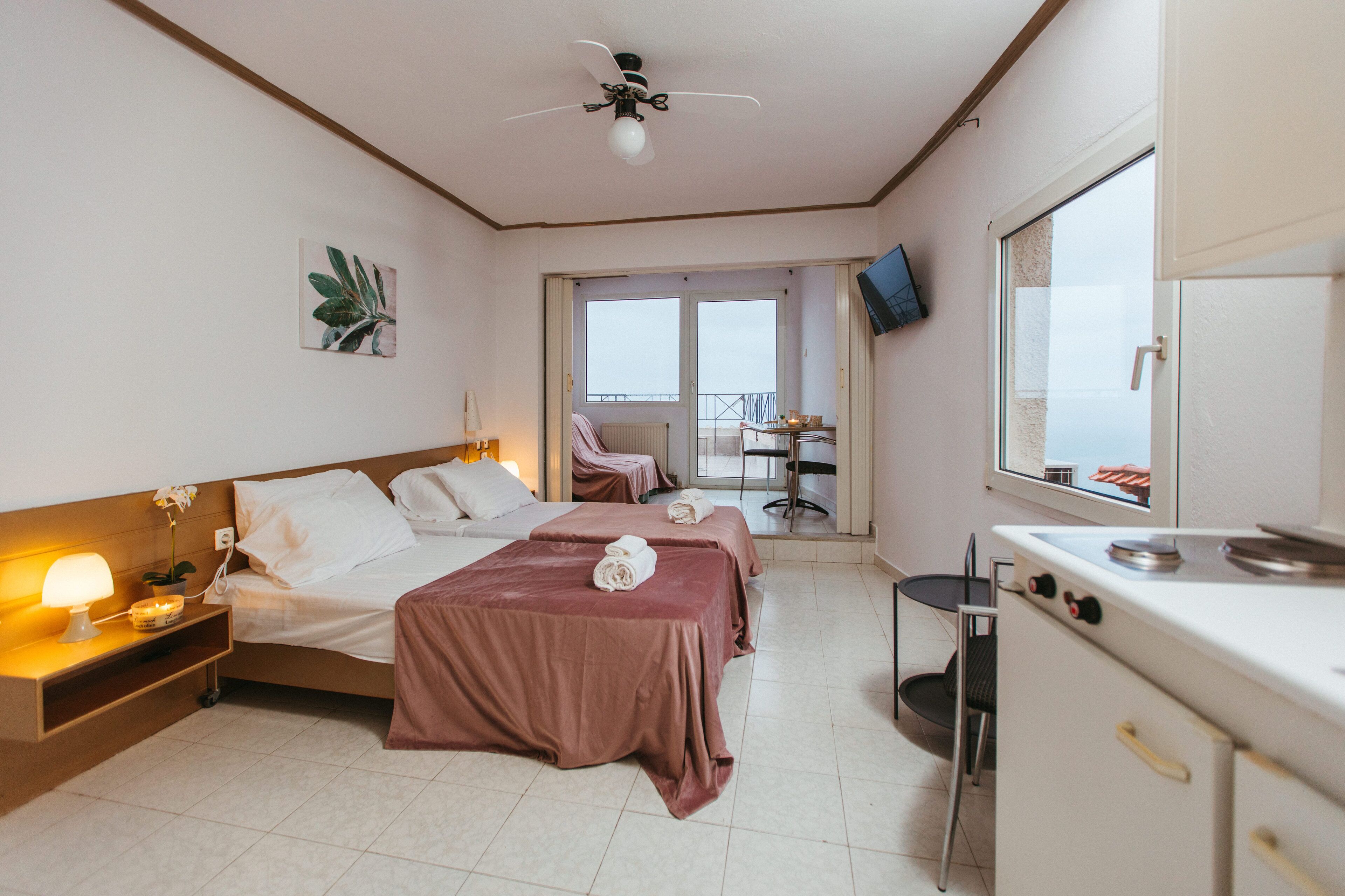 Panoramic Quadruple Room, Ocean View | Premium bedding, Select Comfort beds, in-room safe