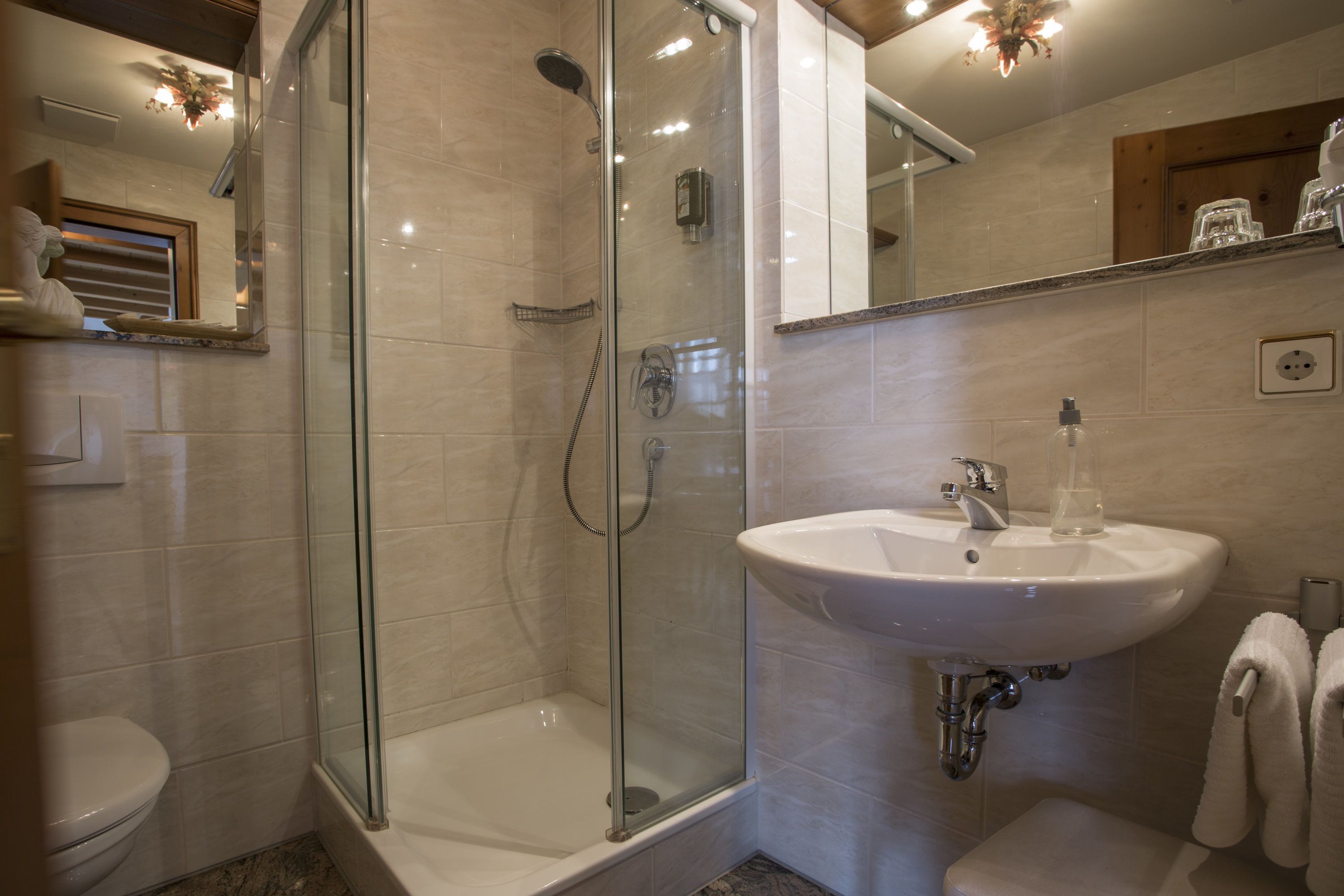 free toiletries, hair dryer, towels