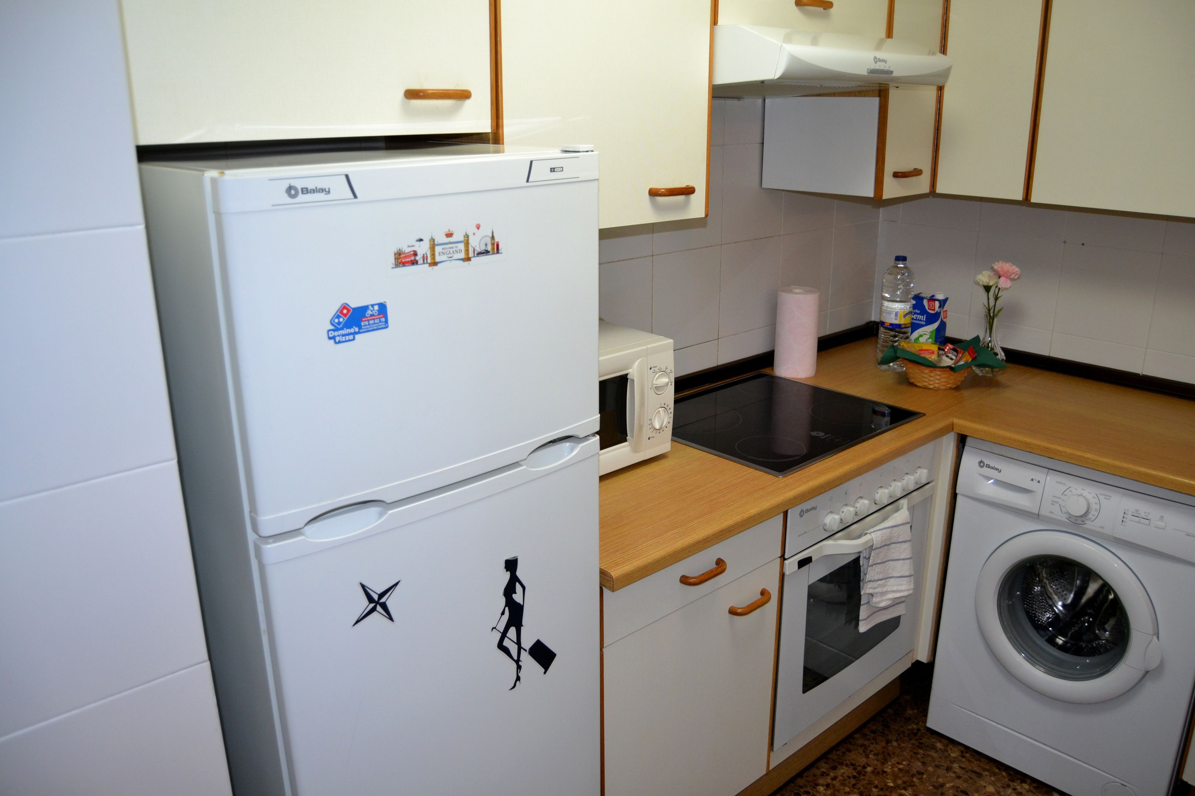 Full-sized fridge, microwave, oven, stovetop