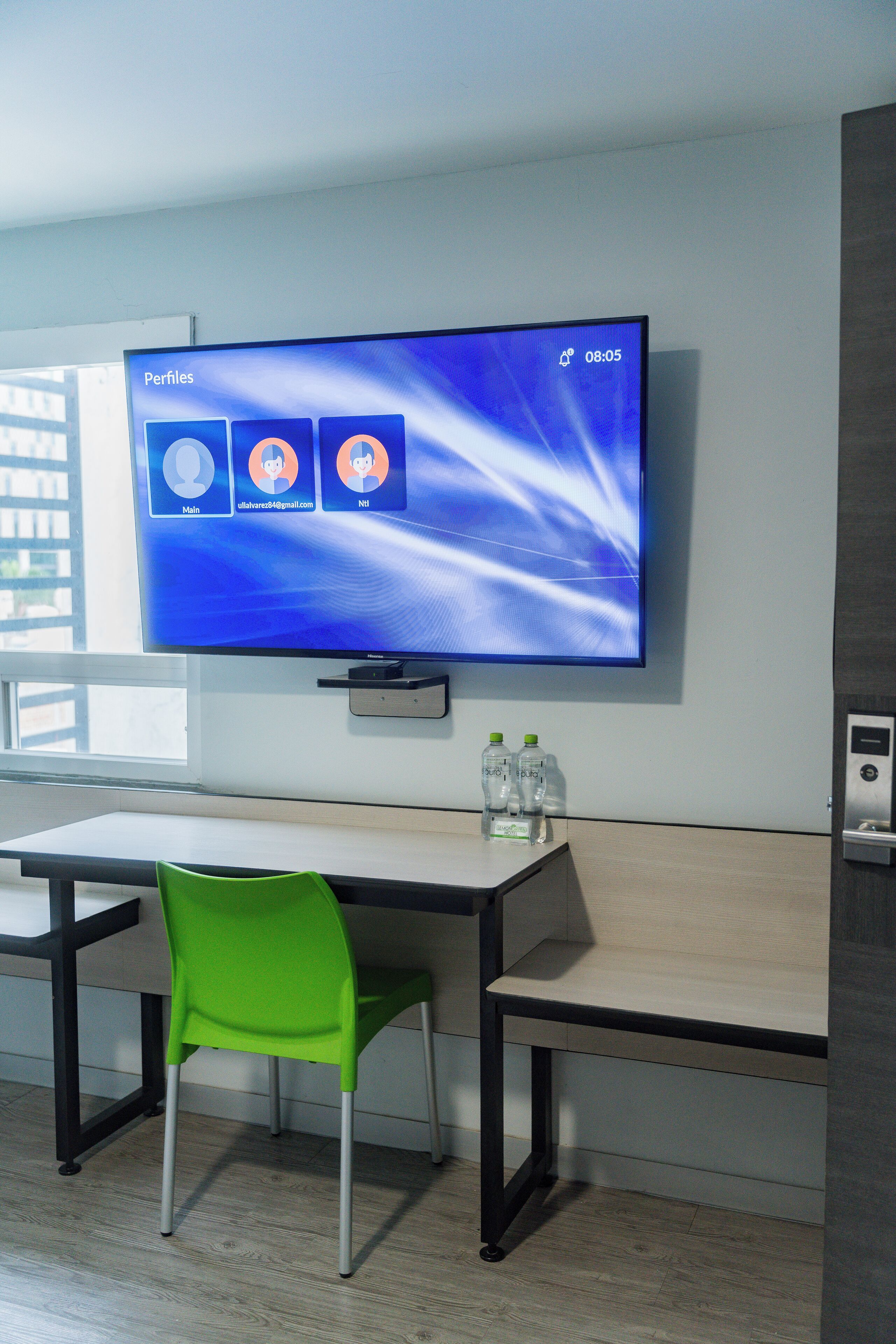 desk, blackout curtains, free wifi, bed sheets